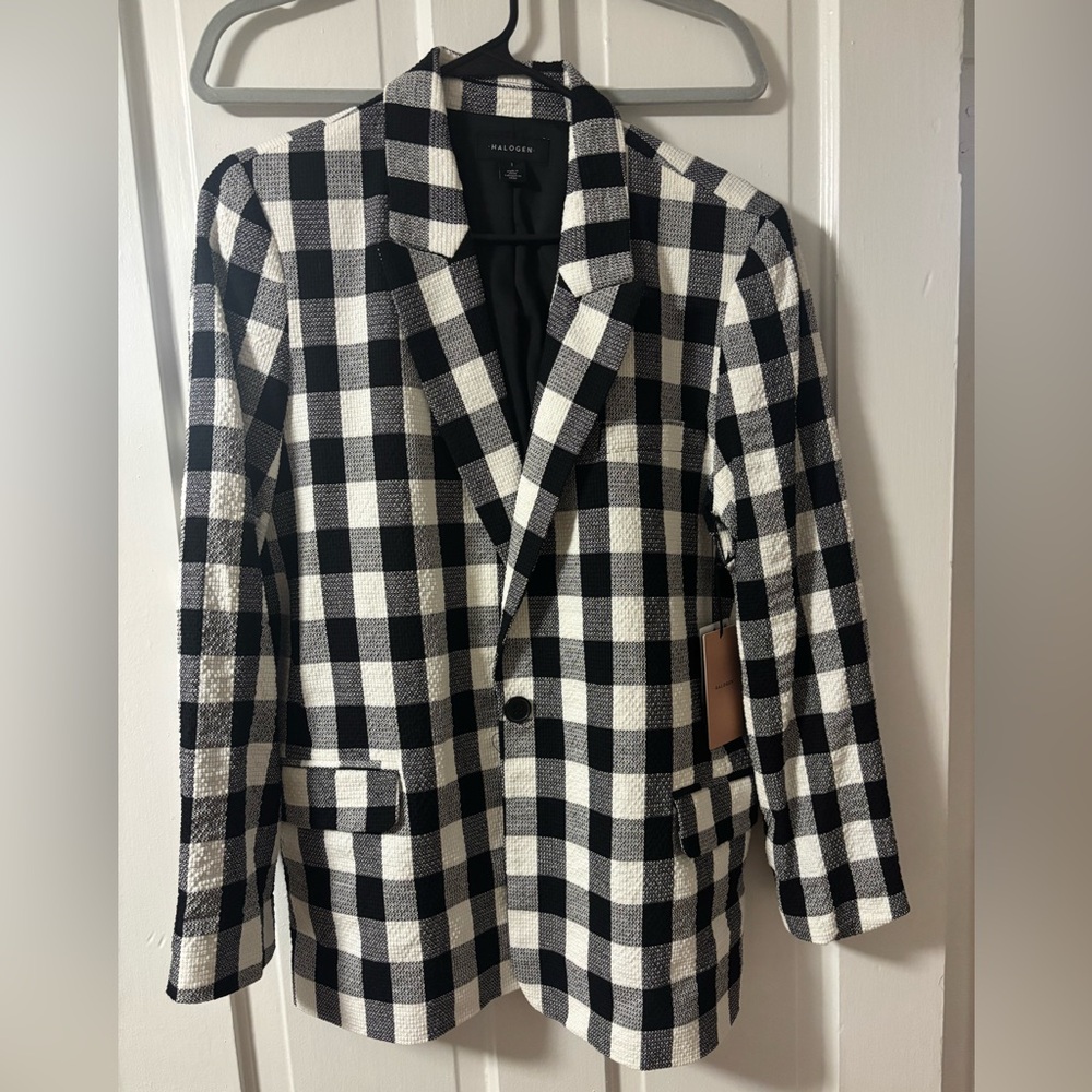 Halogen Monochrome Checkered Jacket